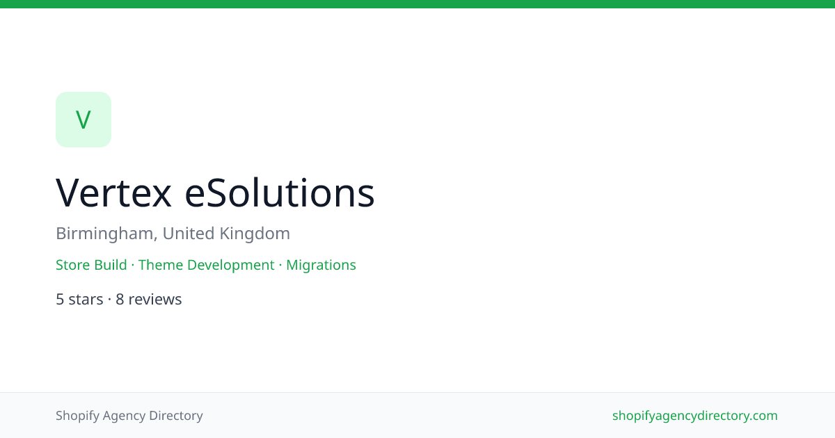 Vertex eSolutions | Shopify Store Build Agency Birmingham | Shopify ...